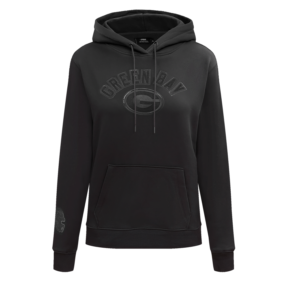 NFL GREEN BAY PACKERS TRIPLE BLACK WOMEN'S FLC PO HOODIE (TRIPLE BLACK WOMEN'S)