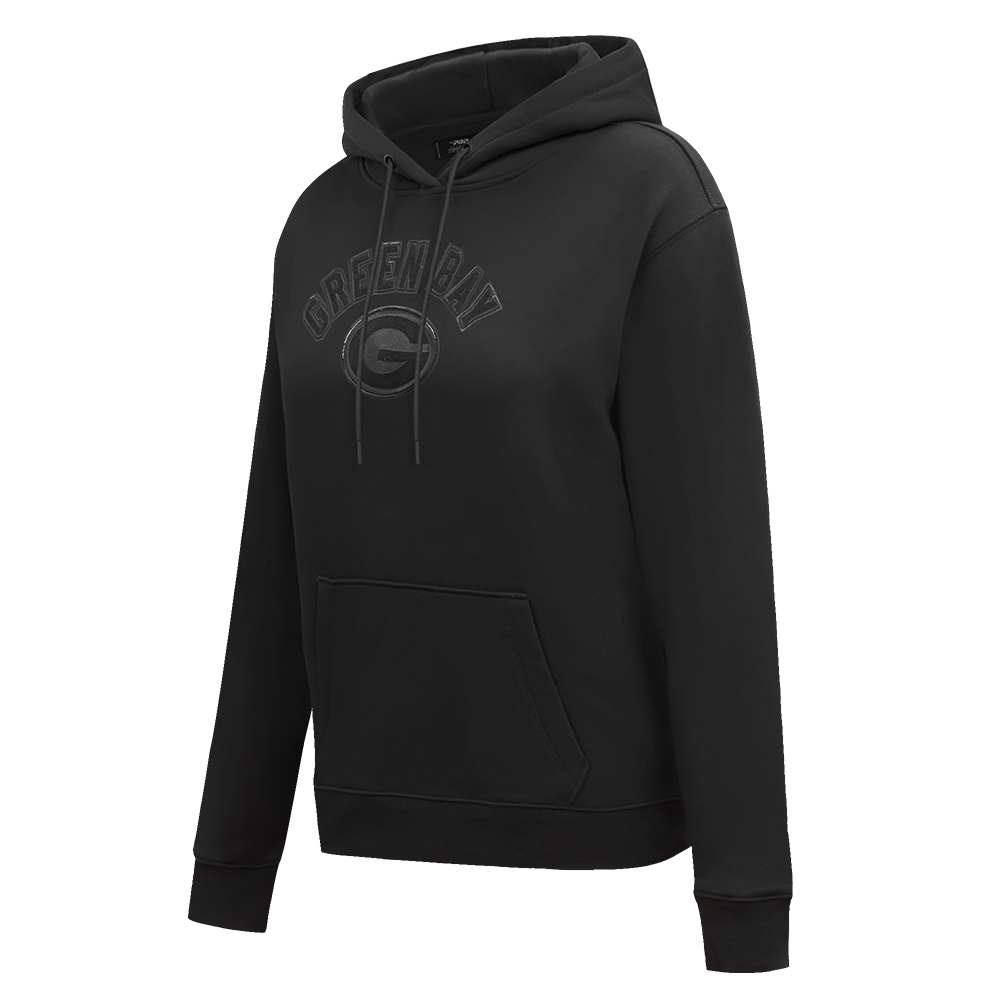 NFL GREEN BAY PACKERS TRIPLE BLACK WOMEN'S FLC PO HOODIE (TRIPLE BLACK WOMEN'S)