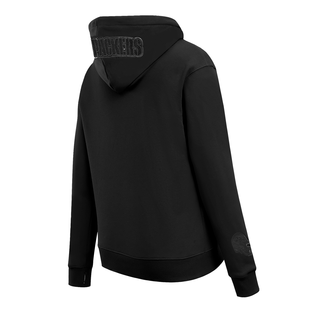 NFL GREEN BAY PACKERS TRIPLE BLACK WOMEN'S FLC PO HOODIE (TRIPLE BLACK WOMEN'S)