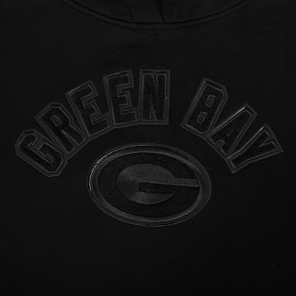 NFL GREEN BAY PACKERS TRIPLE BLACK WOMEN'S FLC PO HOODIE (TRIPLE BLACK WOMEN'S)