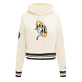 NFL GREEN BAY PACKERS RETRO CLASSIC WOMEN'S RIB CROPPED PO HOODIE (EGGSHELL/ BLACK)