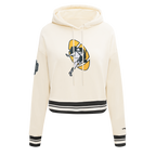 NFL GREEN BAY PACKERS RETRO CLASSIC WOMEN'S RIB CROPPED PO HOODIE (EGGSHELL/ BLACK)