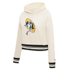 NFL GREEN BAY PACKERS RETRO CLASSIC WOMEN'S RIB CROPPED PO HOODIE (EGGSHELL/ BLACK)