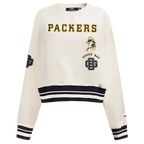 NFL GREEN BAY PACKERS RETRO CLASSIC WOMEN'S RIB CREWNECK (EGGSHELL/ BLACK)