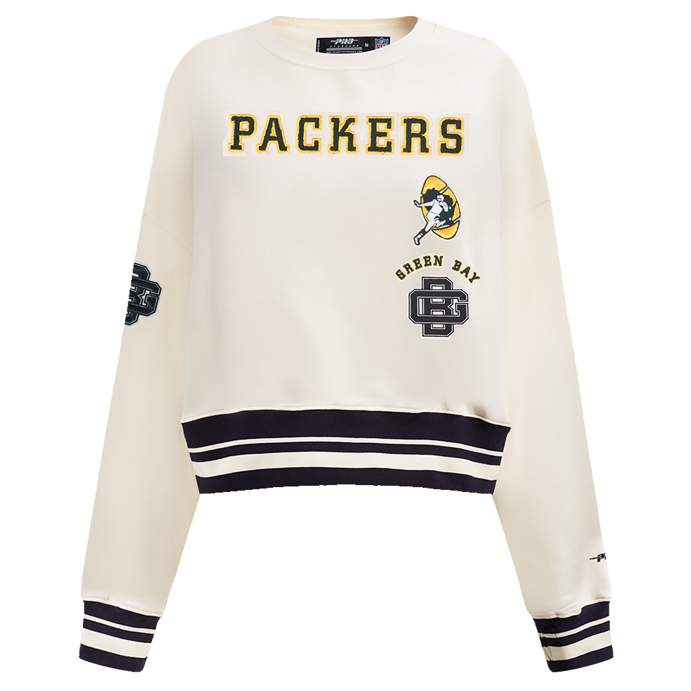 NFL GREEN BAY PACKERS RETRO CLASSIC CHANDAIL À COL ROND CÔTELÉ POUR FEMME (COQUILLE D'ŒUF/NOIR)