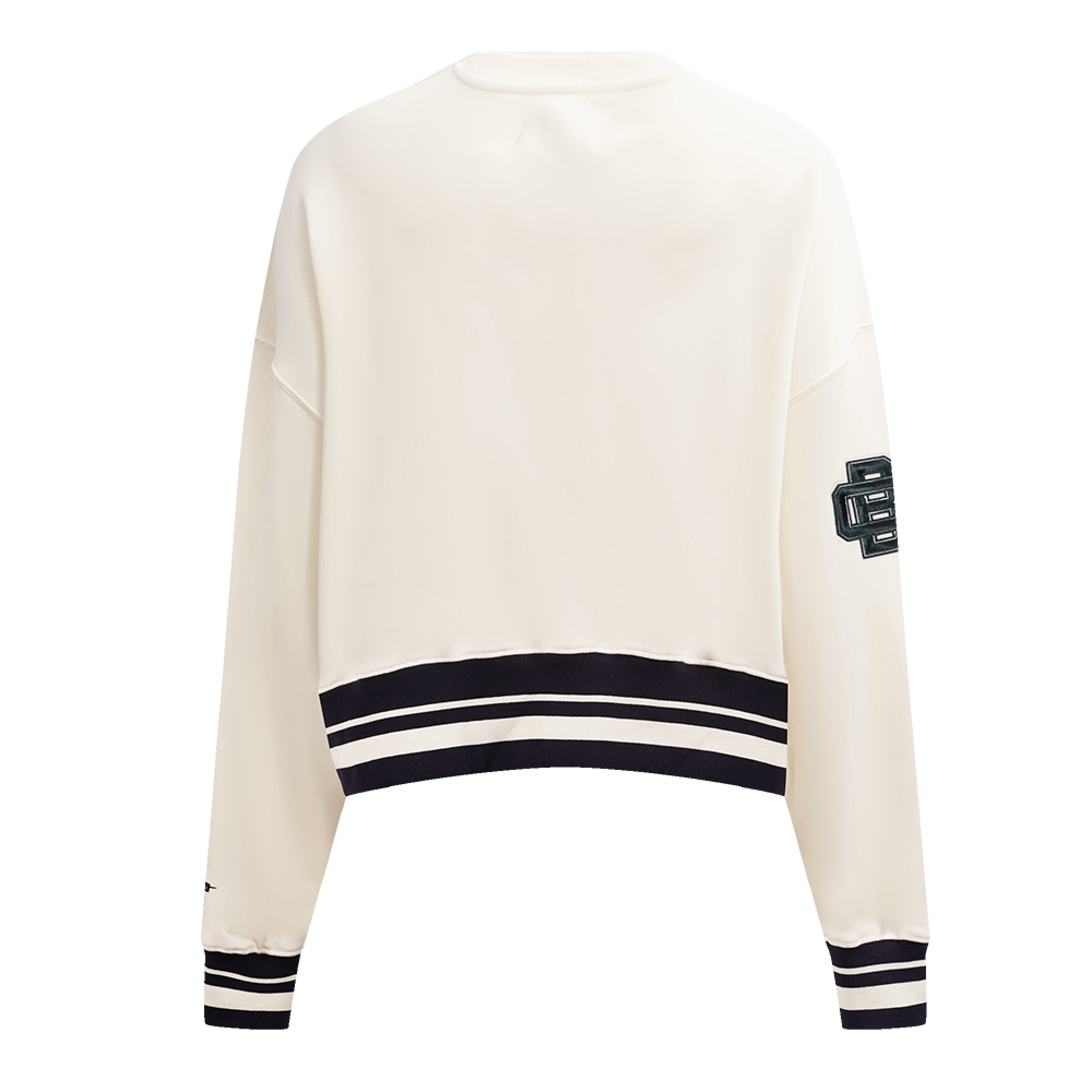 NFL GREEN BAY PACKERS RETRO CLASSIC WOMEN'S RIB CREWNECK (EGGSHELL/ BLACK)