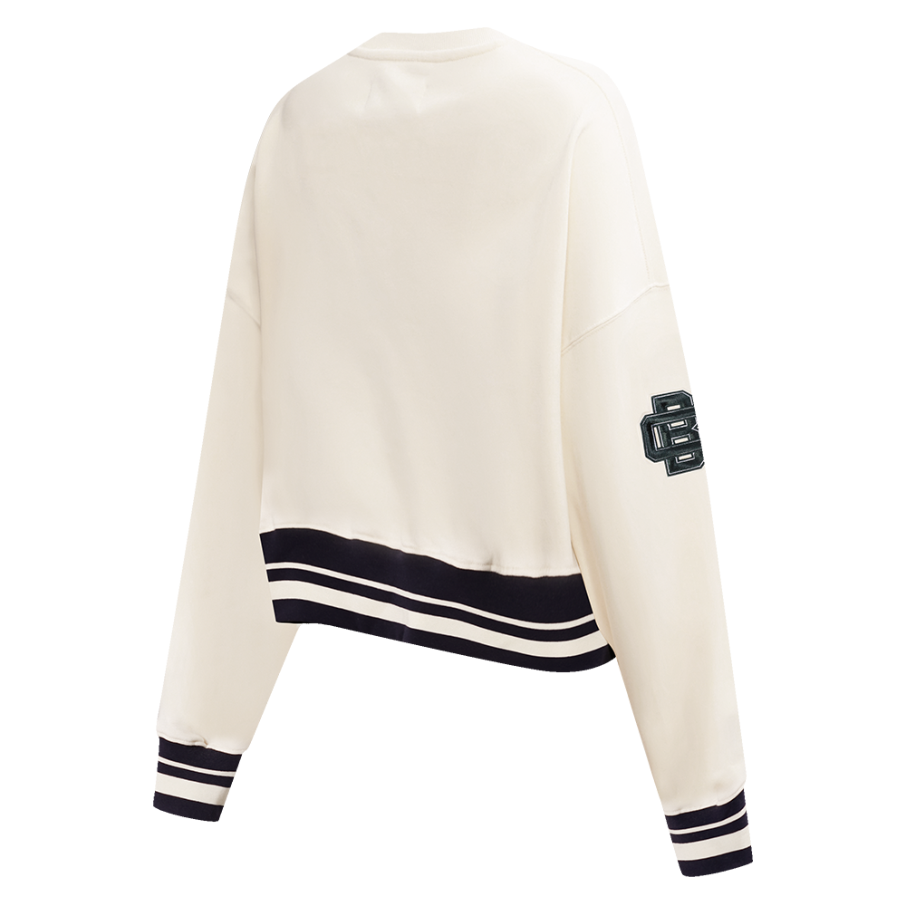 NFL GREEN BAY PACKERS RETRO CLASSIC WOMEN'S RIB CREWNECK (EGGSHELL/ BLACK)