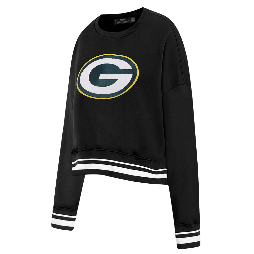 NFL GREEN BAY PACKERS MASHUP WOMEN'S RIB CREWNECK (BLACK)