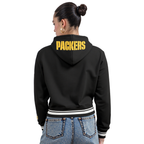 NFL GREEN BAY PACKERS MASHUP WOMEN'S RIB CROPPED PO HOODIE (BLACK)