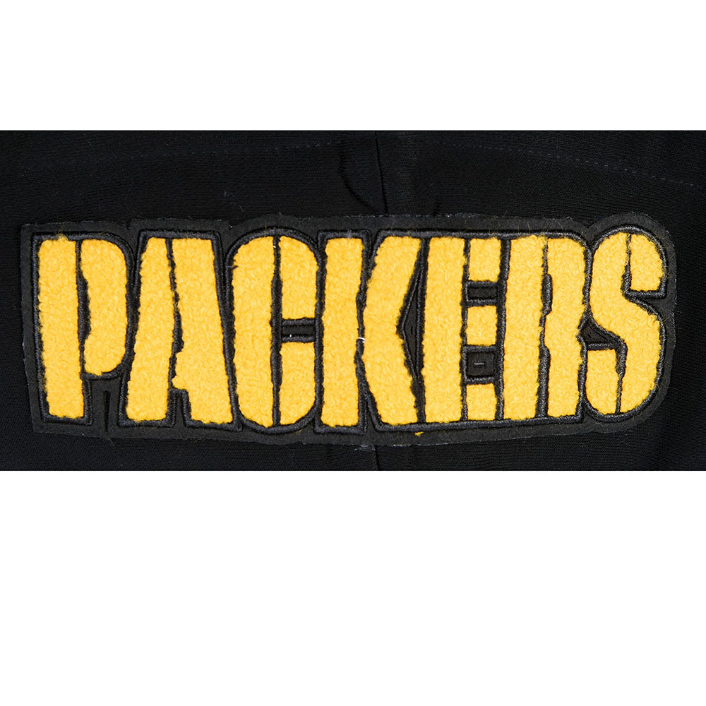 NFL GREEN BAY PACKERS MASHUP WOMEN'S RIB CROPPED PO HOODIE (BLACK)