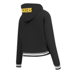 NFL GREEN BAY PACKERS MASHUP WOMEN'S RIB CROPPED PO HOODIE (BLACK)