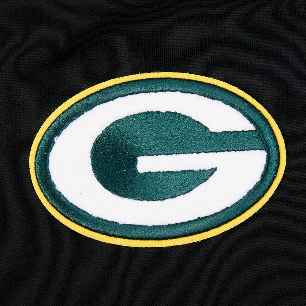 NFL GREEN BAY PACKERS MASHUP WOMEN'S RIB CROPPED PO HOODIE (BLACK)