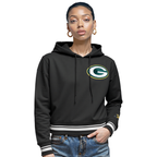 NFL GREEN BAY PACKERS MASHUP WOMEN'S RIB CROPPED PO HOODIE (BLACK)