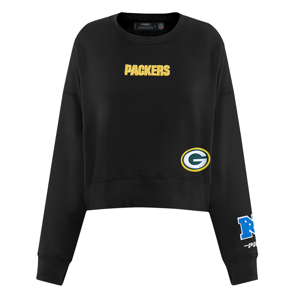 NFL GREEN BAY PACKERS WINGSPAN WOMEN'S FLC CREWNECK (BLACK)