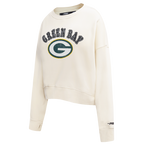 NFL GREEN BAY PACKERS REBEL ATHLETICS WOMEN'S FLC CREWNECK (EGGSHELL)