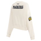 NFL GREEN BAY PACKERS REBEL ATHLETICS WOMEN'S FLC CREWNECK (EGGSHELL)