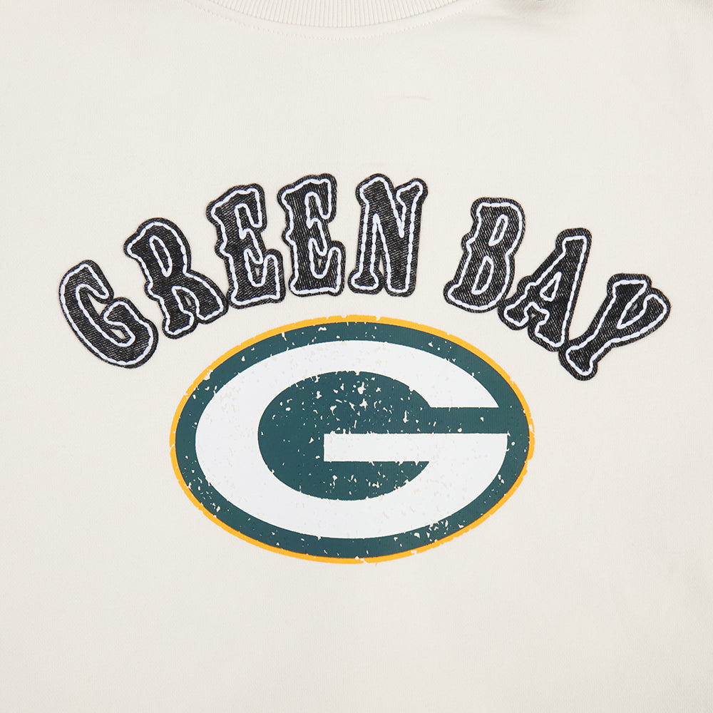 NFL GREEN BAY PACKERS REBEL ATHLETICS WOMEN'S FLC CREWNECK (EGGSHELL)