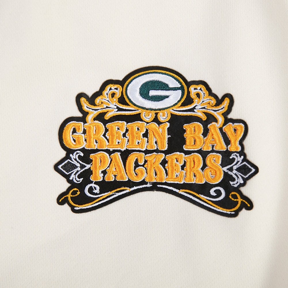 NFL GREEN BAY PACKERS REBEL ATHLETICS WOMEN'S FLC CREWNECK (EGGSHELL)