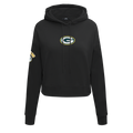 NFL GREEN BAY PACKERS CLASSIC CHANDAIL À CAPUCHON COURT EN MOLLETON POUR FEMME (NOIR)