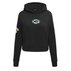 NFL GREEN BAY PACKERS CLASSIC CHANDAIL À CAPUCHON COURT EN MOLLETON POUR FEMME (NOIR)