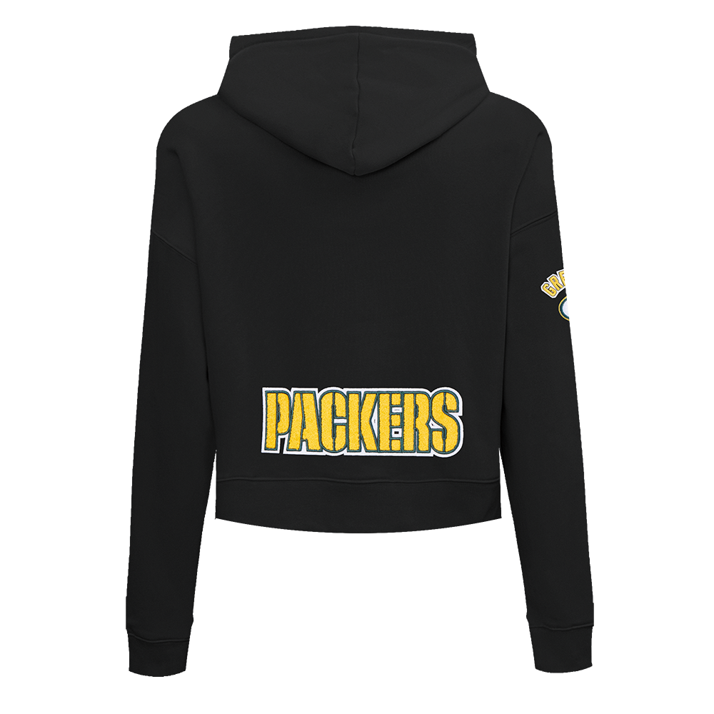 NFL GREEN BAY PACKERS CLASSIC CHANDAIL À CAPUCHON COURT EN MOLLETON POUR FEMME (NOIR)