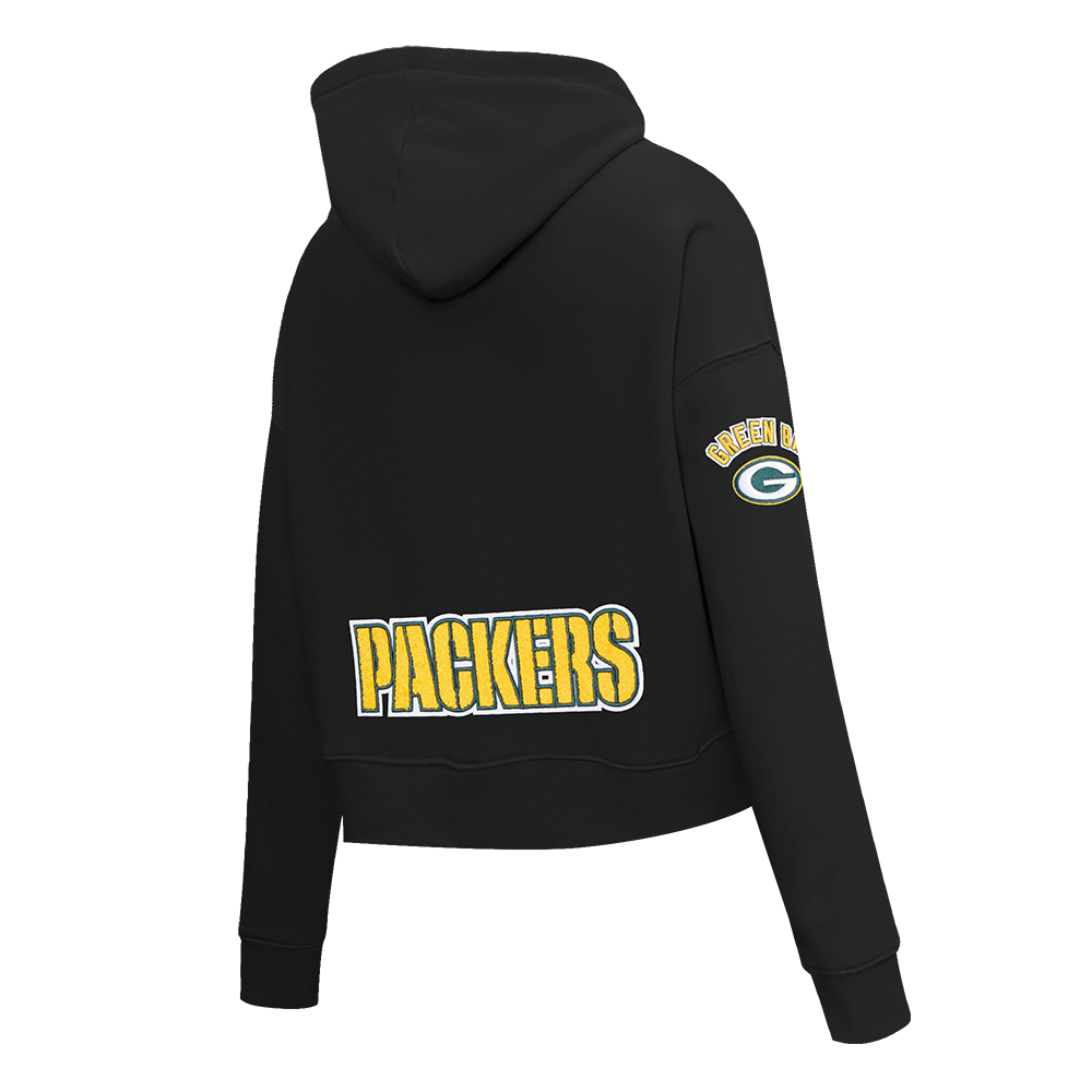 NFL GREEN BAY PACKERS CLASSIC CHANDAIL À CAPUCHON COURT EN MOLLETON POUR FEMME (NOIR)