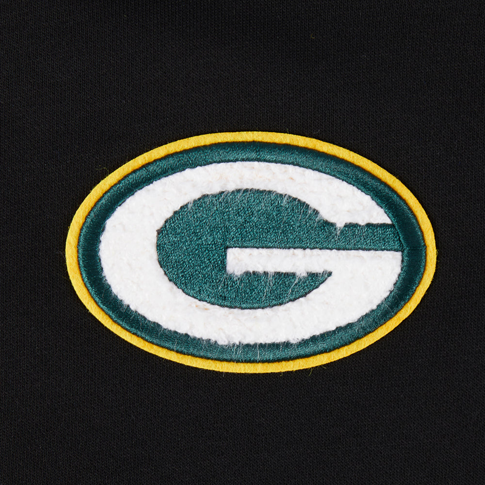 NFL GREEN BAY PACKERS CLASSIC CHANDAIL À CAPUCHON COURT EN MOLLETON POUR FEMME (NOIR)