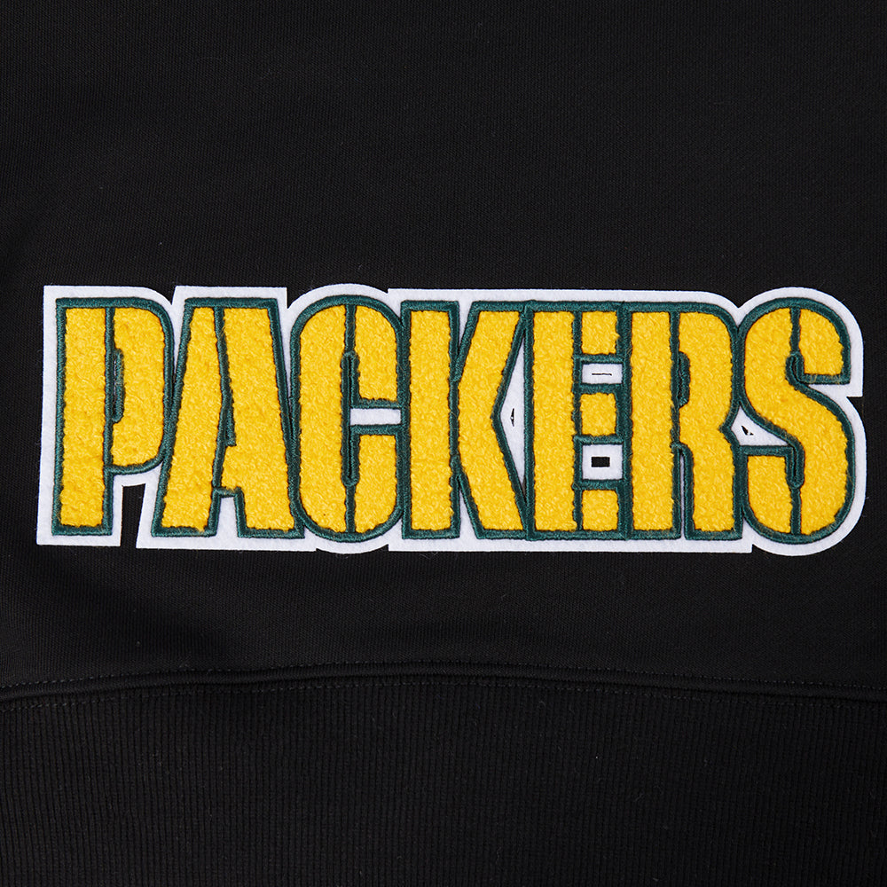 NFL GREEN BAY PACKERS CLASSIC CHANDAIL À CAPUCHON COURT EN MOLLETON POUR FEMME (NOIR)