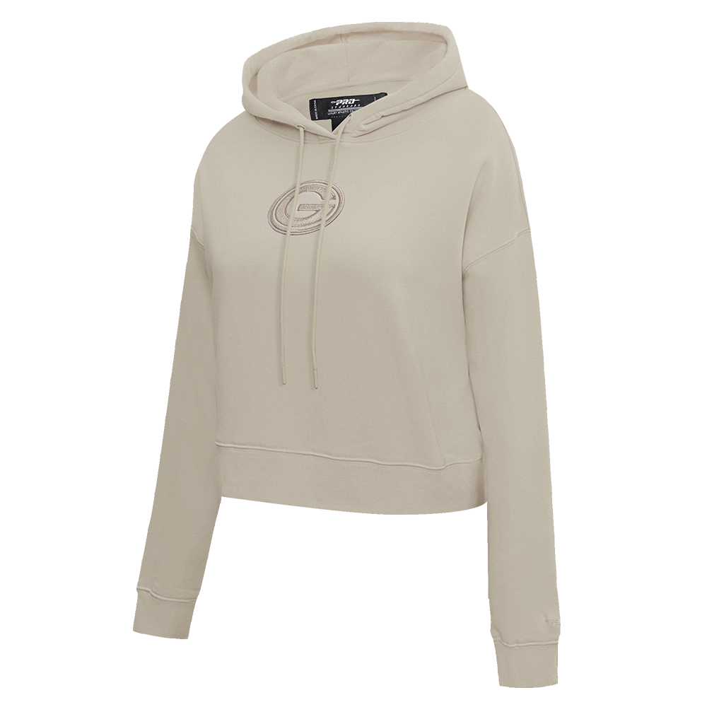 NFL GREEN BAY PACKERS NEUTRAL WOMEN'S CROPPED PULLOVER HOODIE (TAUPE)