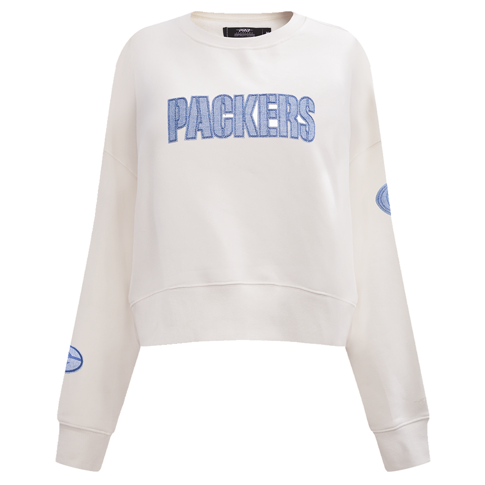 NFL GREEN BAY PACKERS VARSITY BLUES WOMEN'S  FLC CREWNECK (LINEN)