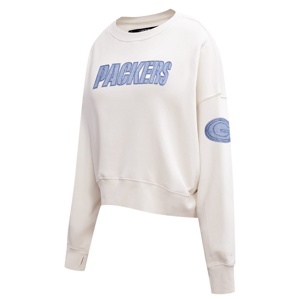 NFL GREEN BAY PACKERS VARSITY BLUES WOMEN'S  FLC CREWNECK (LINEN)