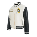 NFL GREEN BAY PACKERS RETRO CLASSIC BLOUSON COLLÉGIAL EN LAINE À BORDS CÔTELÉS POUR FEMME (COQUILLE D'ŒUF/NOIR)