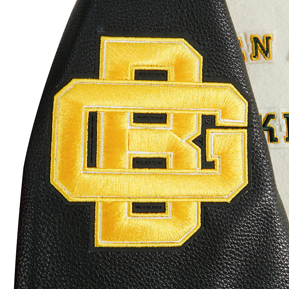 NFL GREEN BAY PACKERS RETRO CLASSIC BLOUSON COLLÉGIAL EN LAINE À BORDS CÔTELÉS POUR FEMME (COQUILLE D'ŒUF/NOIR)
