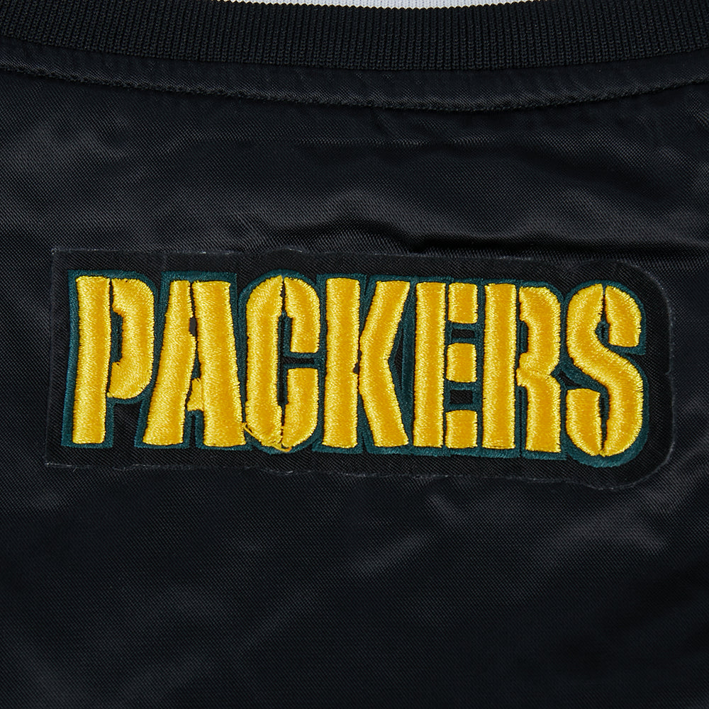 NFL GREEN BAY PACKERS SCRIPT TAIL BLOUSON EN SATIN POUR FEMME (NOIR)
