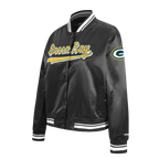 NFL GREEN BAY PACKERS SCRIPT TAIL BLOUSON EN SATIN POUR FEMME (NOIR)
