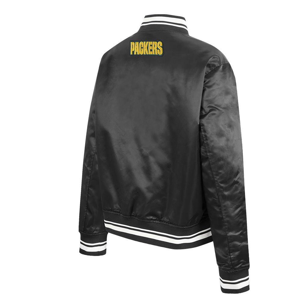 NFL GREEN BAY PACKERS SCRIPT TAIL BLOUSON EN SATIN POUR FEMME (NOIR)