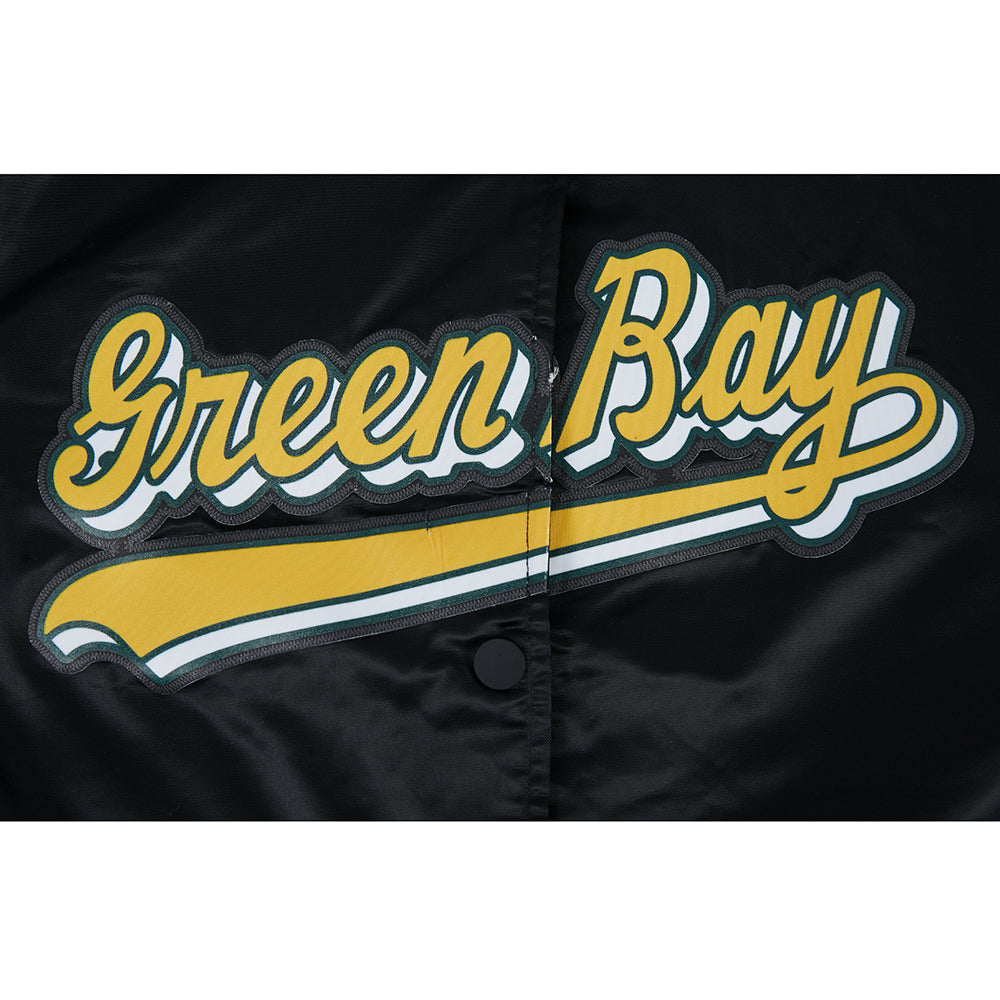 NFL GREEN BAY PACKERS SCRIPT TAIL BLOUSON EN SATIN POUR FEMME (NOIR)