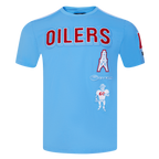 NFL HOUSTON OILERS RETRO CLASSIC T-SHIRT À RAYURES POUR HOMME (BLEU UNIVERSITÉ)