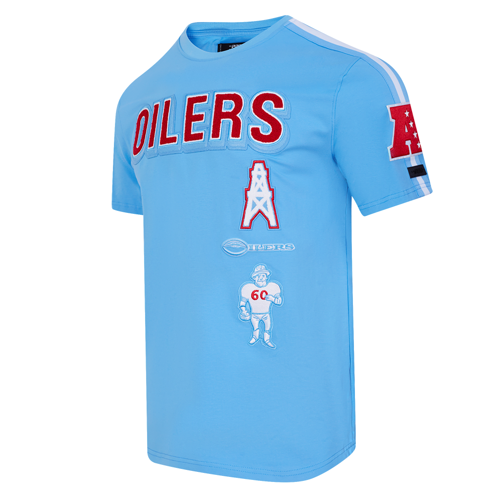 NFL HOUSTON OILERS RETRO CLASSIC T-SHIRT À RAYURES POUR HOMME (BLEU UNIVERSITÉ)