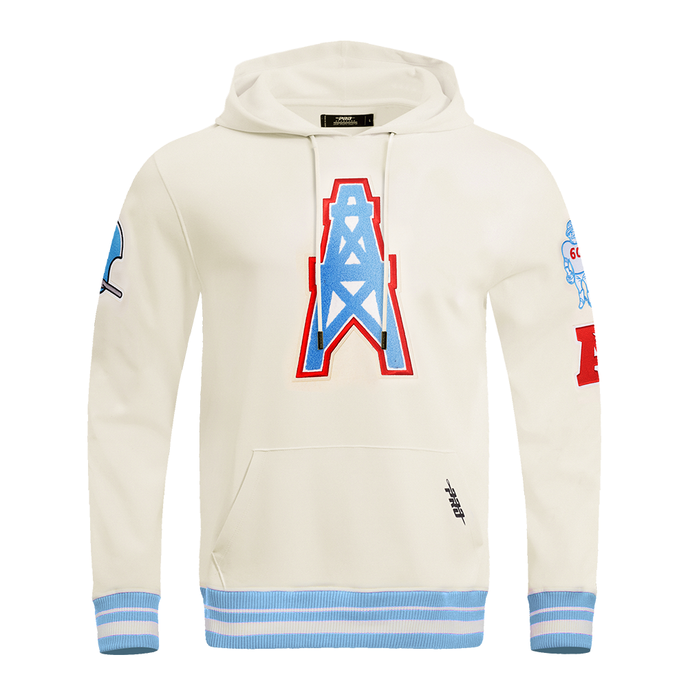 NFL HOUSTON OILERS RETRO CLASSIC CHANDAIL À CAPUCHON POUR HOMME (COQUILLE D'ŒUF/BLEU UNIVERSITÉ)