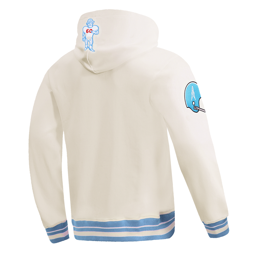 NFL HOUSTON OILERS RETRO CLASSIC MEN'S PULLOVER HOODIE (EGGSHELL/ UNIVERSITY BLUE)