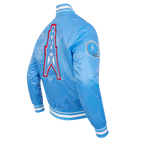 NFL HOUSTON OILERS RETRO CLASSIC BLOUSON EN SATIN À BORDS CÔTELÉS POUR HOMME (BLEU UNIVERSITÉ)