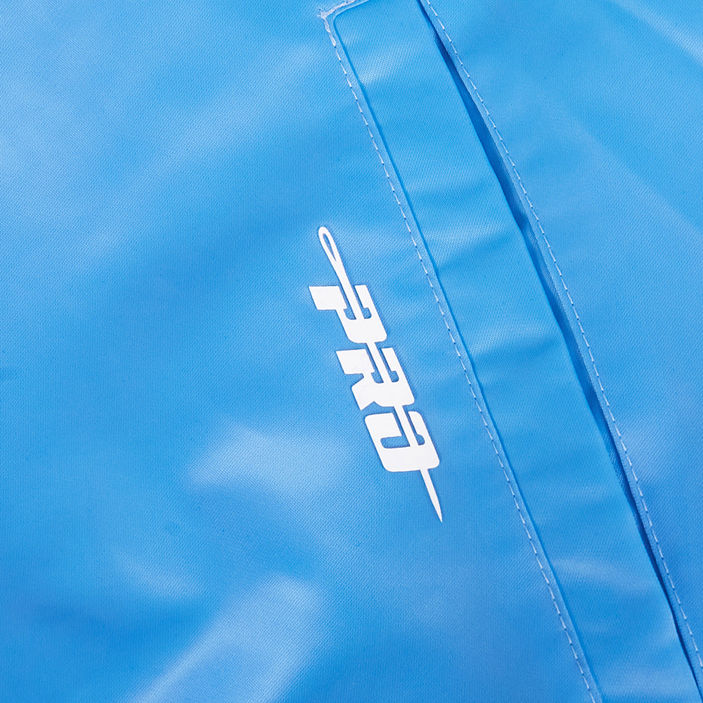 NFL HOUSTON OILERS RETRO CLASSIC BLOUSON EN SATIN À BORDS CÔTELÉS POUR HOMME (BLEU UNIVERSITÉ)