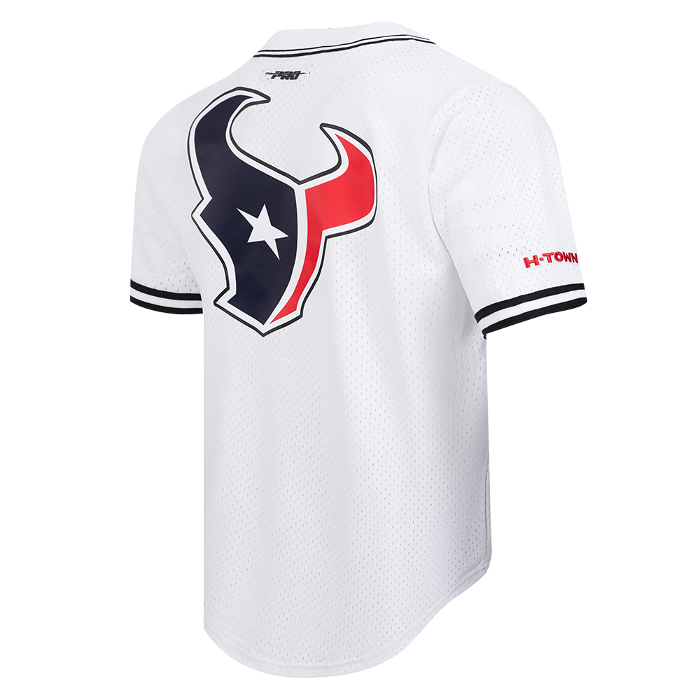 NFL HOUSTON TEXANS CLASSIC MESH CHEMISE BOUTONNÉE POUR HOMME (BLANC/NOIR/BLANC)