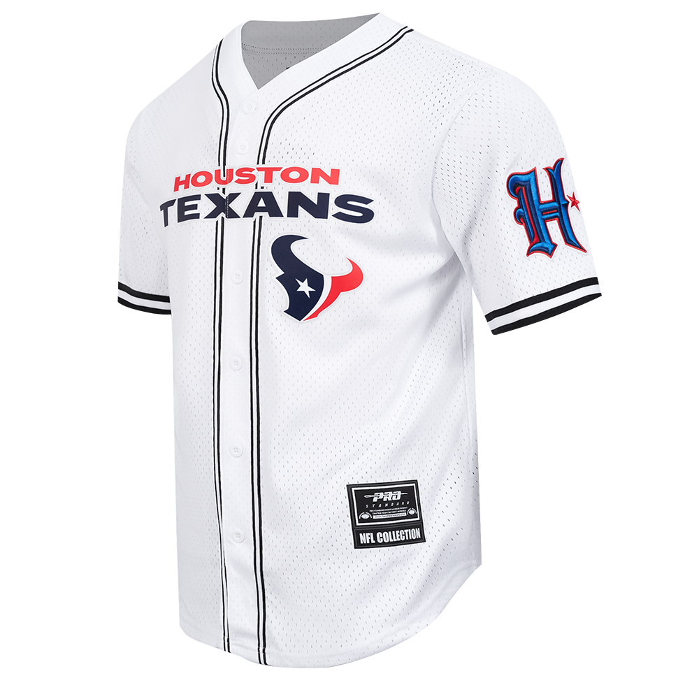 NFL HOUSTON TEXANS CLASSIC MESH CHEMISE BOUTONNÉE POUR HOMME (BLANC/NOIR/BLANC)