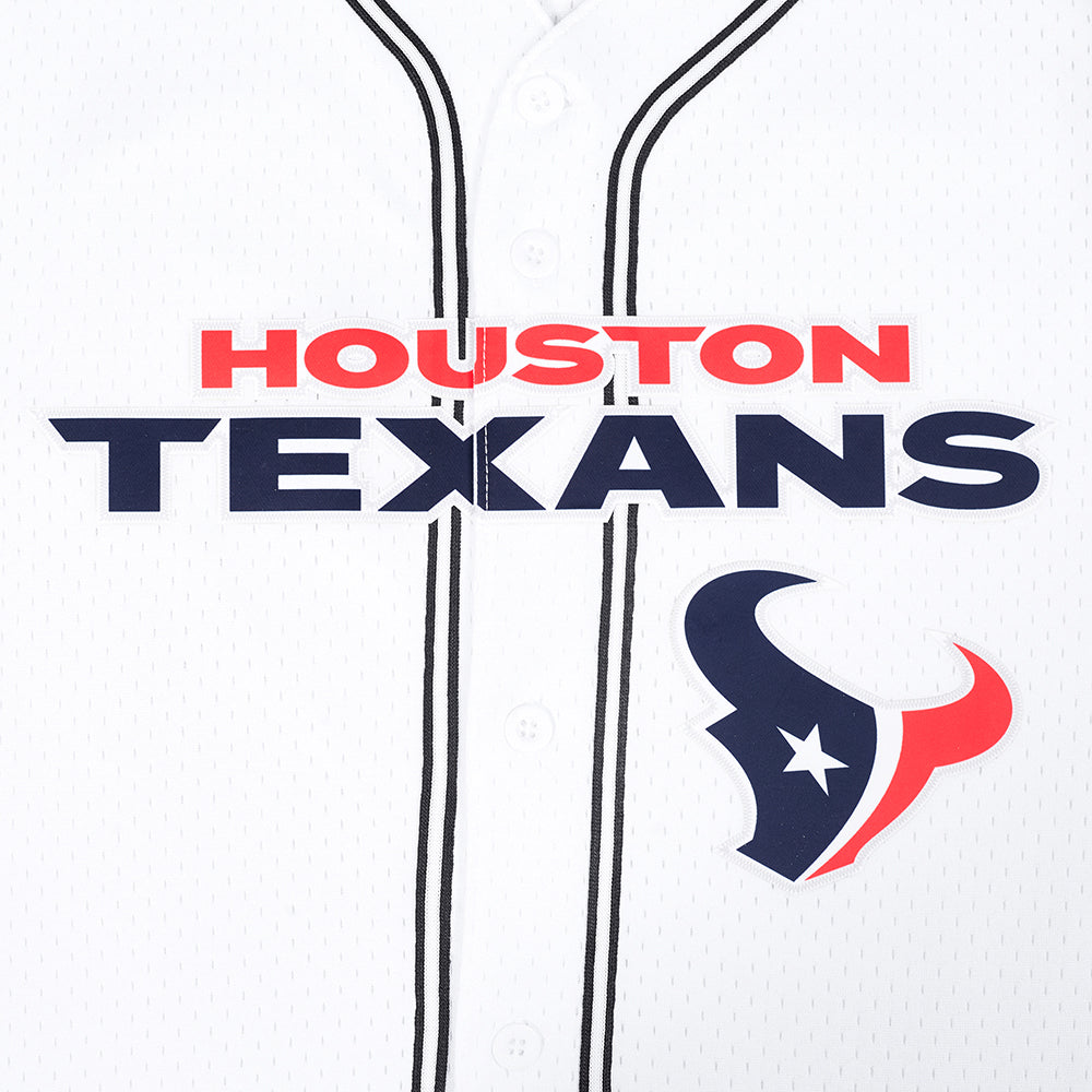 NFL HOUSTON TEXANS CLASSIC MESH CHEMISE BOUTONNÉE POUR HOMME (BLANC/NOIR/BLANC)