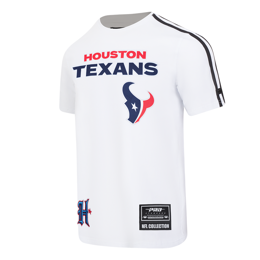 NFL HOUSTON TEXANS CLASSIC MESH T-SHIRT EN JERSEY SIMPLE À RAYURES POUR HOMME (BLANC/NOIR)