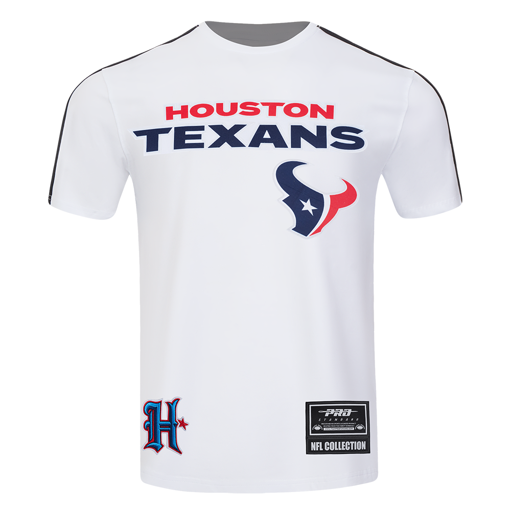 NFL HOUSTON TEXANS CLASSIC MESH T-SHIRT EN JERSEY SIMPLE À RAYURES POUR HOMME (BLANC/NOIR)