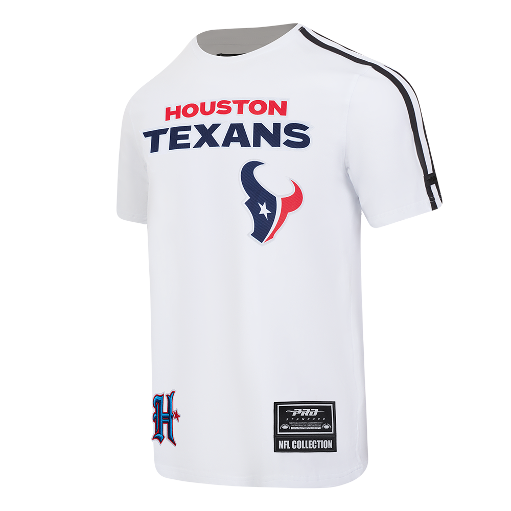 NFL HOUSTON TEXANS CLASSIC MESH T-SHIRT EN JERSEY SIMPLE À RAYURES POUR HOMME (BLANC/NOIR)