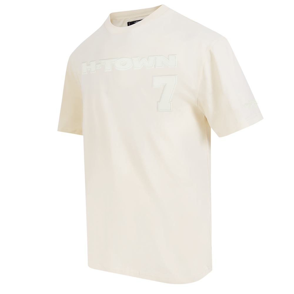 NFL HOUSTON TEXANS CJ STROUD #7 NEUTRAL T-SHIRT EN JERSEY DE COTON À ÉPAULES TOMBANTES POUR HOMME (COQUILLE D'ŒUF)